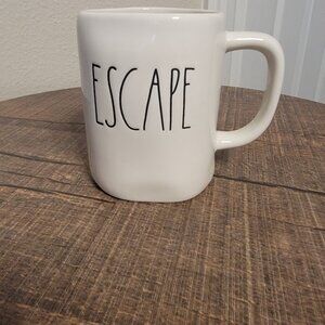 Rae Dunn “ESCAPE” White Ceramic Coffee Mug